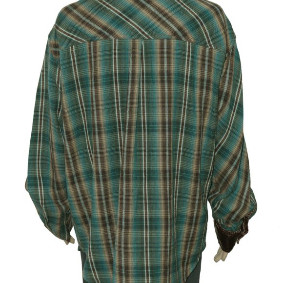 UO BDG Kit Patchwork Top Plaid Printed Tunic Shirt L - Picture 5 of 6